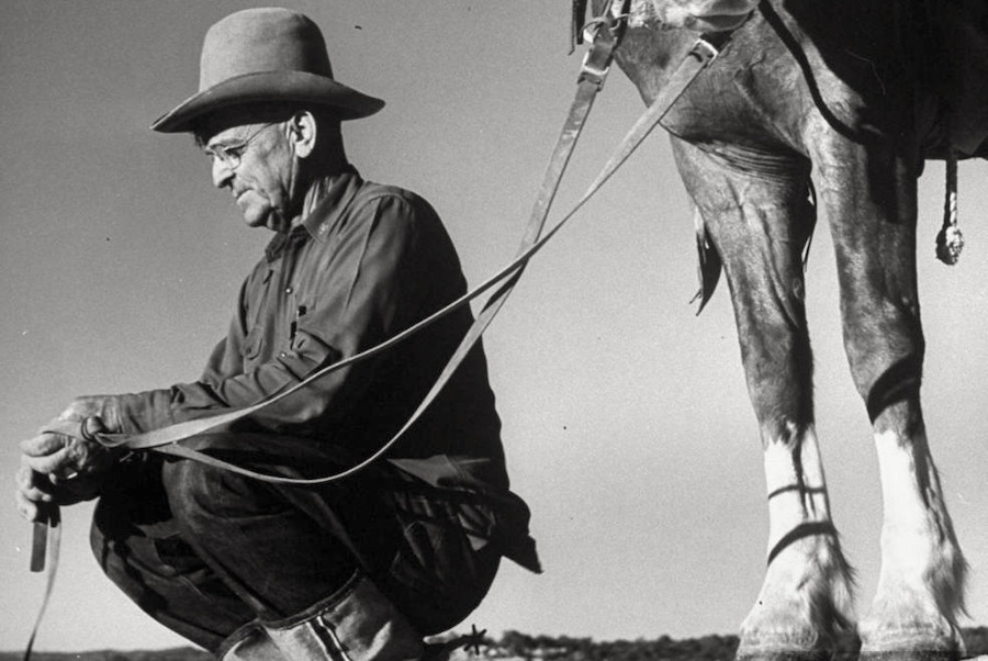 A rancher wearing turn-up selvedge denim jeans, circa 1950s.