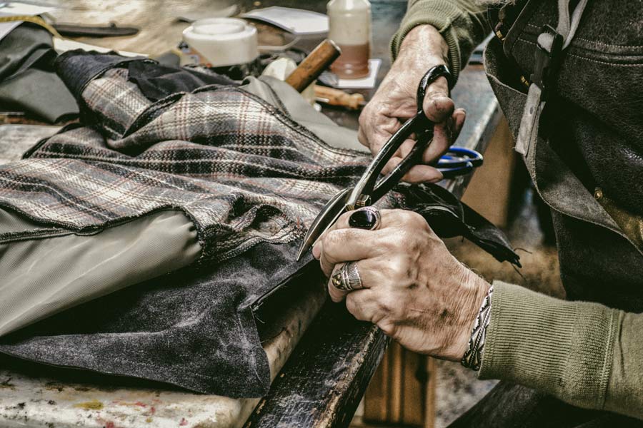 The cutting, assembling and stitching is done in Thedi Leathers' workshop in Greece.