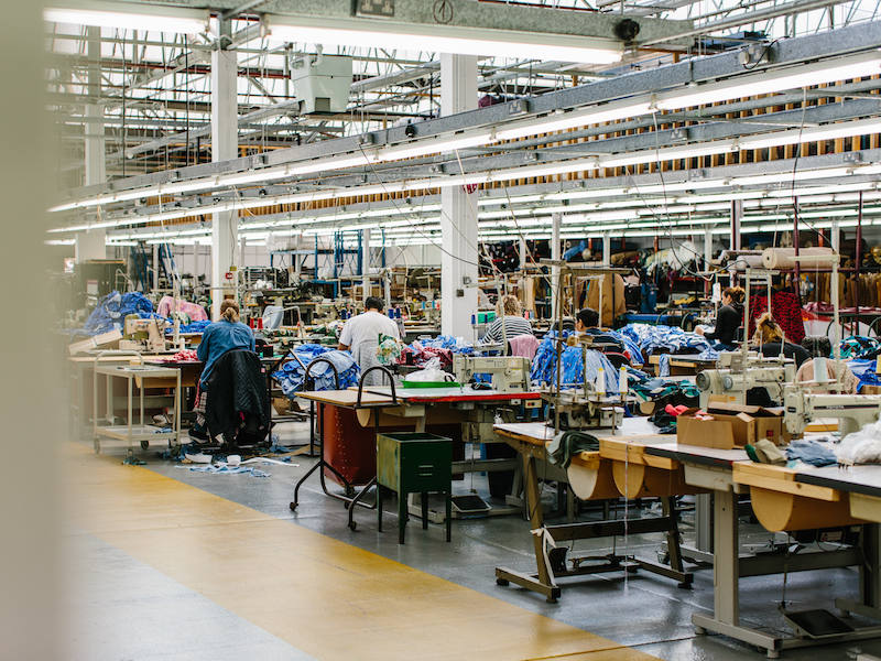 The factory floor at Grenfell's east London premises, where outerwear styles are produced having been inspired from its archives. Photo by Jamie Ferguson.