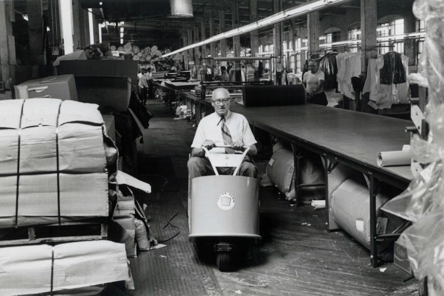 Company founder Irving Schott pictured in the Schott factory.