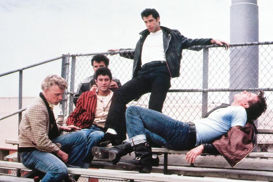 John Travolta rocked a biker jacket as bad boy Danny Zuko in '50s-set teen musical Grease, 1978.