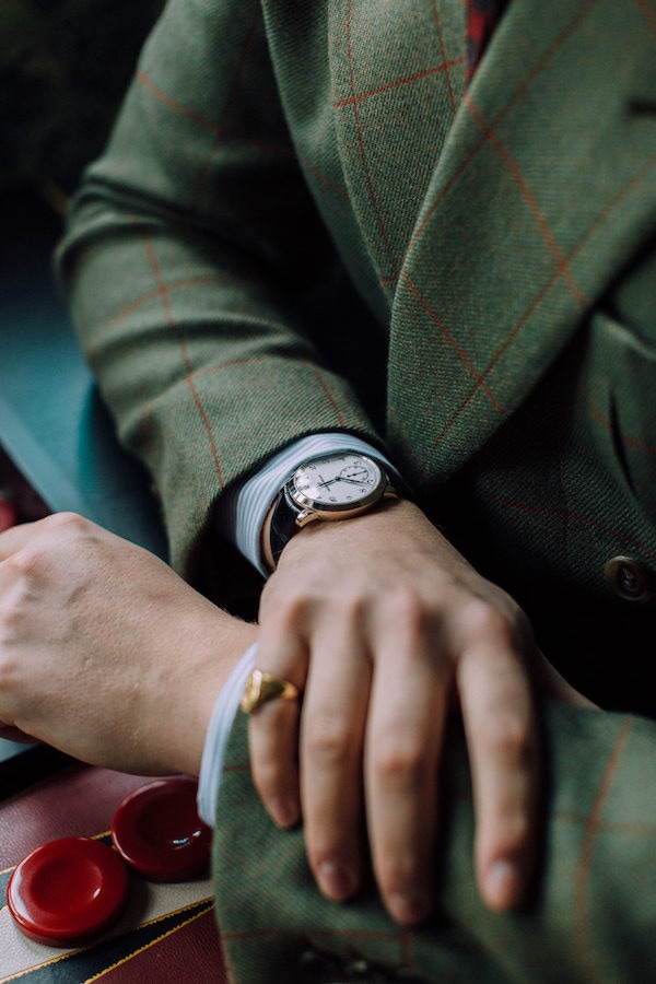 Tom wears a Girard-Perregaux 1966 in white gold with Grand Feu enamel dial. “I think it’s one of the best-looking dress watches ever made. It’s a real statesman’s watch; stunning, simple, elegant.”