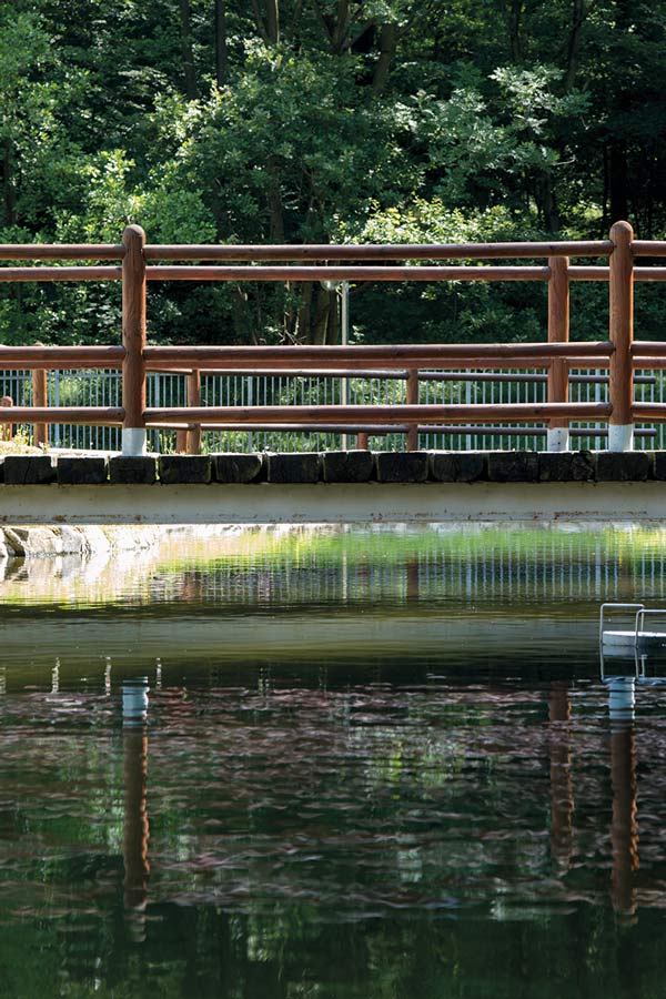 The mill’s man-made lake. Photograph by Luke Carby.