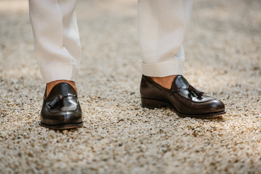 Alexander Kraft wears Carmina brown tassel loafers. Photograph by Jamie Ferguson.