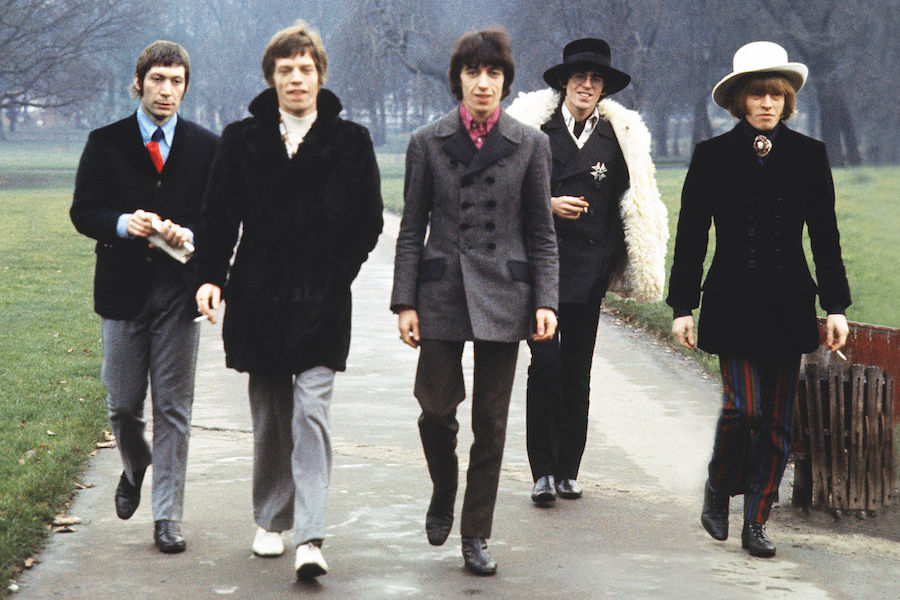 The Rolling Stones demonstrate their eccentric sartorial prowess in Hyde Park, London, 1967. Photograph by Bill Orchard/REX/Shutterstock.