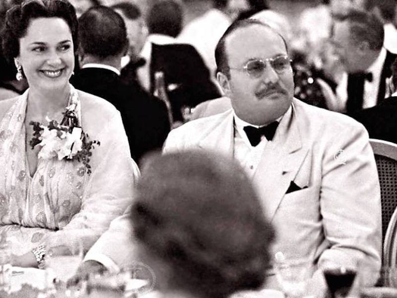 Dining with HH Begum Yvette Aga Khan, 1950.