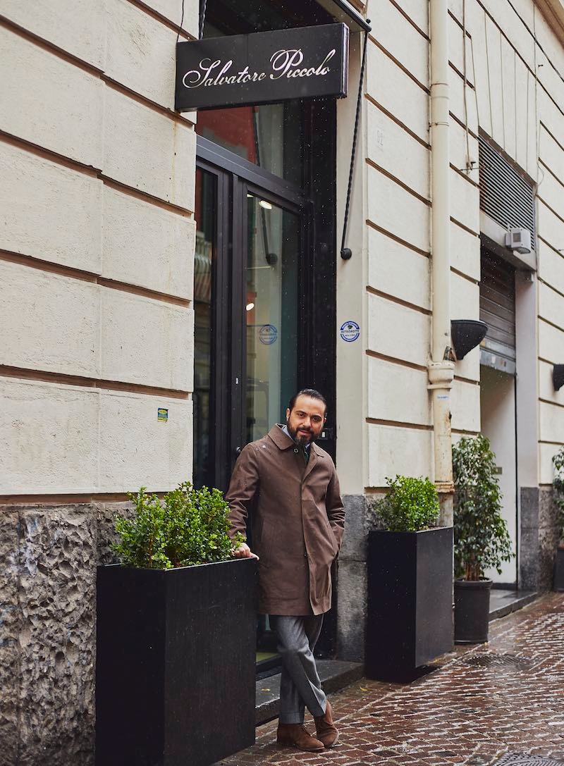 Salva outside his shop on Via Carlo Poerio, Naples.