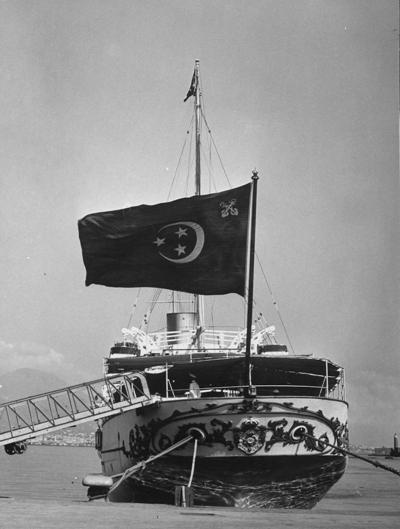 Farouk's ship, the Mahrousa, which carried him and his family to Naples, 1952.