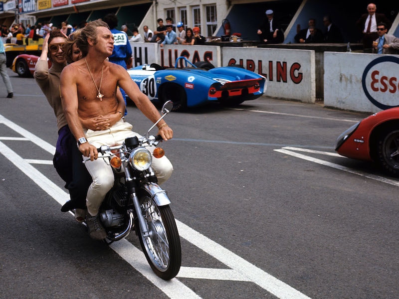 McQueen on set of Le Mans, 1971, which was one of his passion projects.