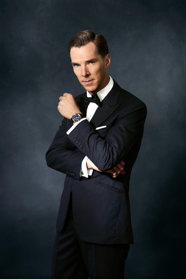 Midnight blue wool, two-piece evening suit with corded silk facing lapels, bespoke Alfred Dunhill; white cotton shirt, Emma Willis; black silk bow tie, yellow gold with mother of pearl cufflinks and dress studs and white cotton pocket handkerchief, all Labassa Woolfe. Jaeger-LeCoultre Polaris Memovox in Steel, with rubber strap.