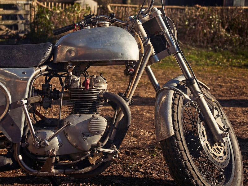 This is Nick’s custom 1970s Triumph Flat Tracker. It was built by the legendary Eric Cheney, who was Steve McQueen’s personal bike builder and one of the finest frame engineers of the 20th century.