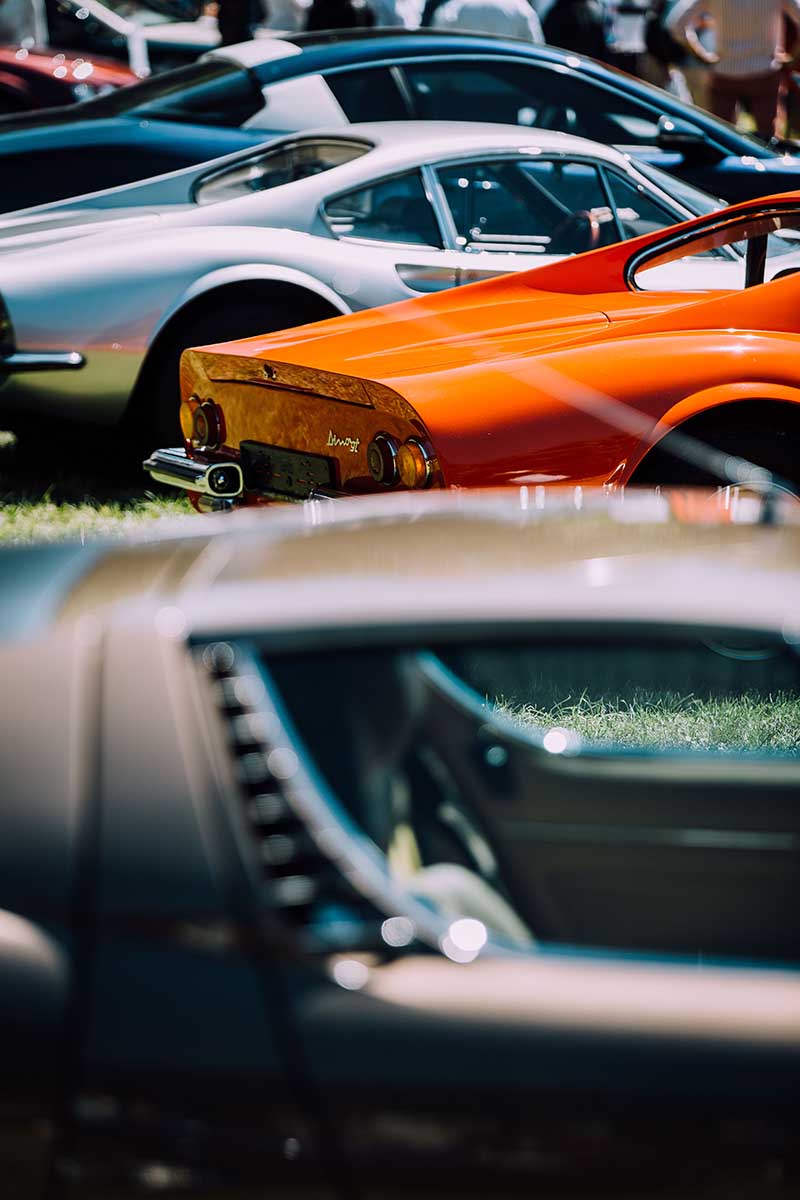 A gleaming, colourful selection of restored and original classic cars.