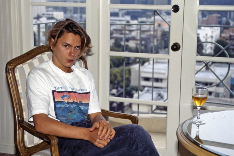 Phoenix's passion for animal rights infiltrated his wardrobe, 1988. Photograph by Elisa Leonelli/REX/Shutterstock.