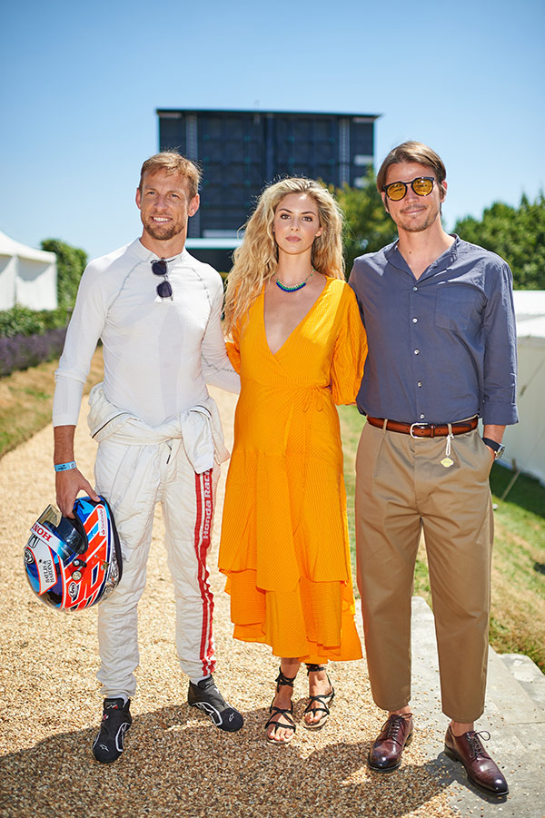 Jenson Button shares a moment with actress and model Tamsin Egerton and Hollywood star Josh Hartnett.