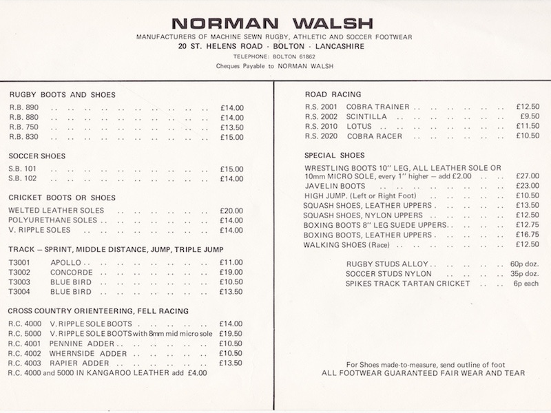 How times have changed when it comes to the cost of footwear. Image from circa 1960 and courtesy of Walsh's archive.