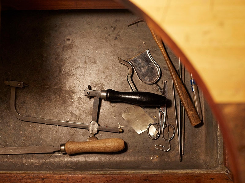 The tools of the trade: Cristiano still works with the same equipment his great grandfather used over 100 years ago.