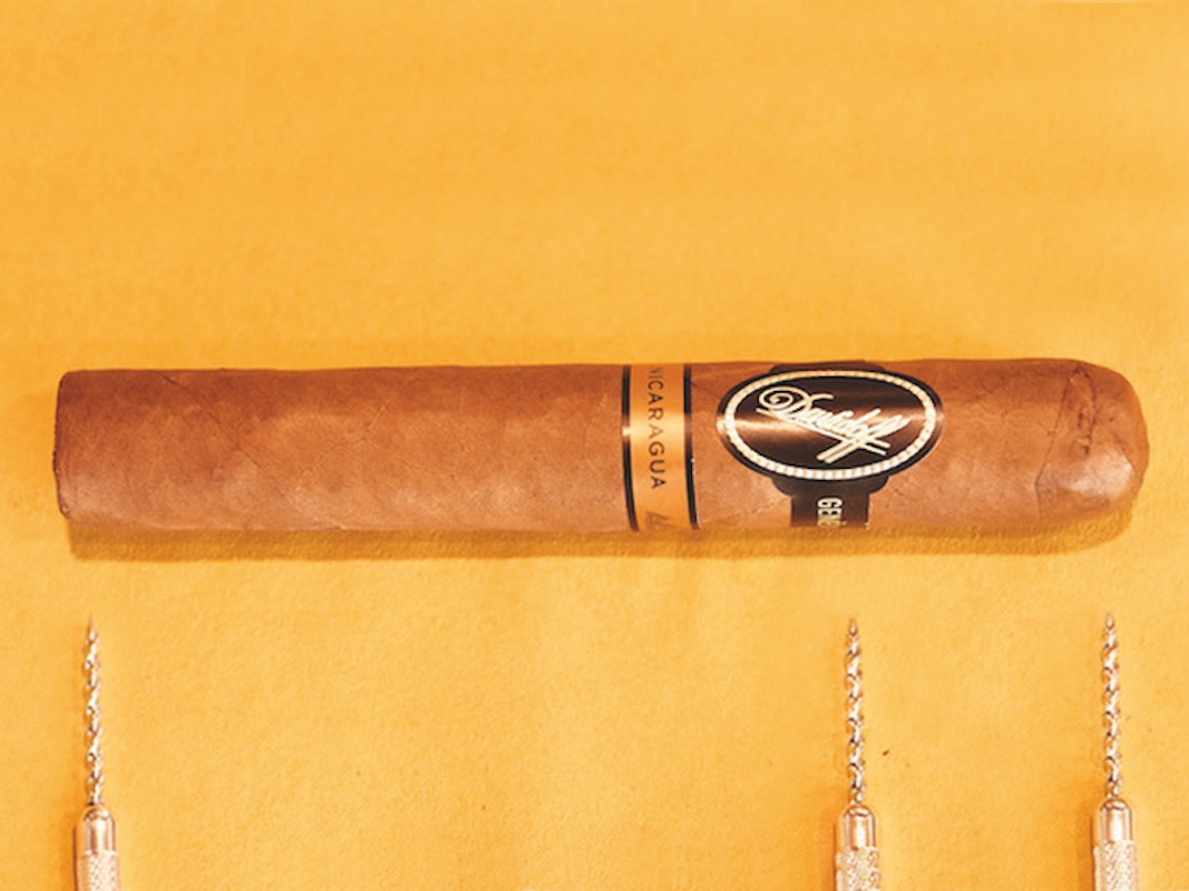 From left to right; the foot, band and head of a cigar.