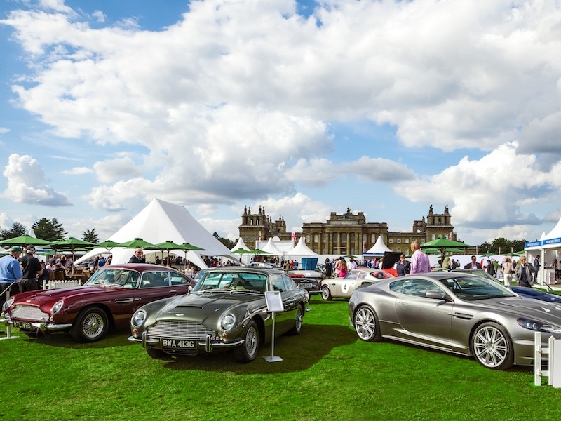 Three stunning and immaculately-polished Aston Martins residing on the south lawn of Blenheim Palace.