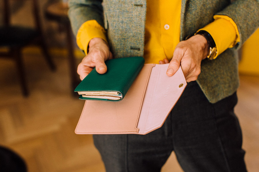 Anda’s forest green diary is from Hermes, and perfectly complements the soft pink of her card holder, which is from Alexandra Foulkes' company Innis.