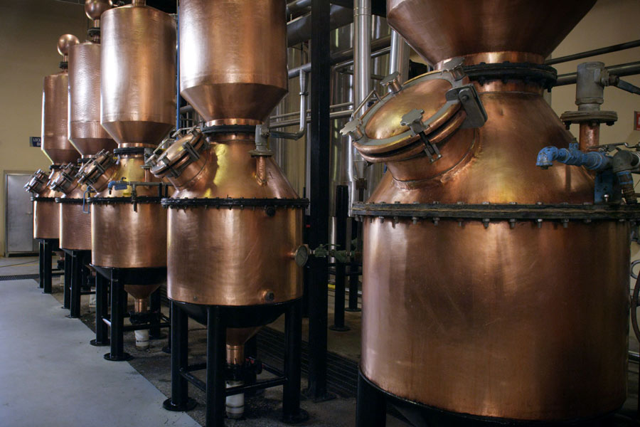 Copper distillers inside the Patrón factory in Atotonilco El Alto, Jalisco.