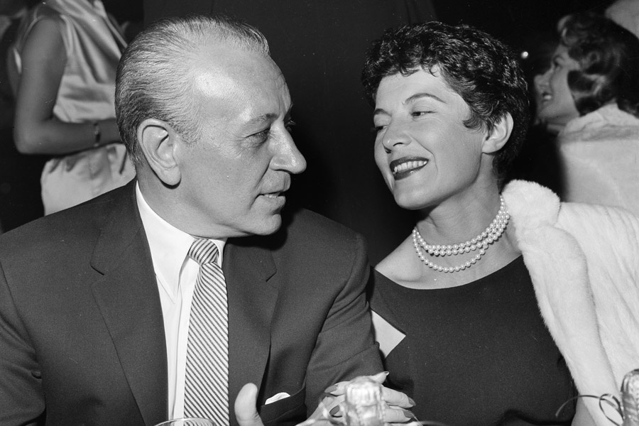 Raft and his wife, Grace Mulrooney, at the opening of the Moulin Rouge in Los Angeles, 1957. Photograph by Getty Images.
