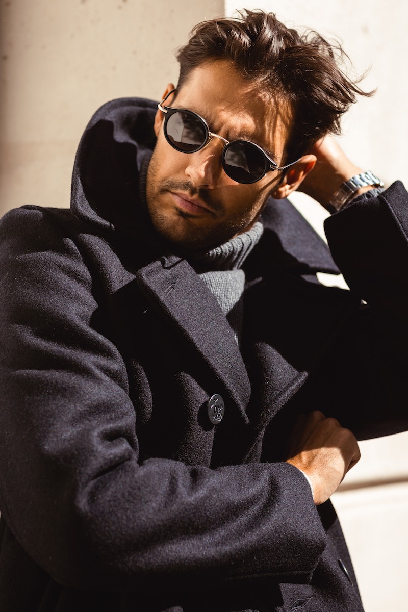 Nathaniel Asseraf wearing Schott's Peacoat in Paris. Photograph by Milad Abedi.