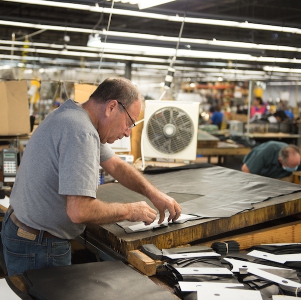 Each part of a Schott jacket, bar the belts and small pieces, is cut entirely by hand.