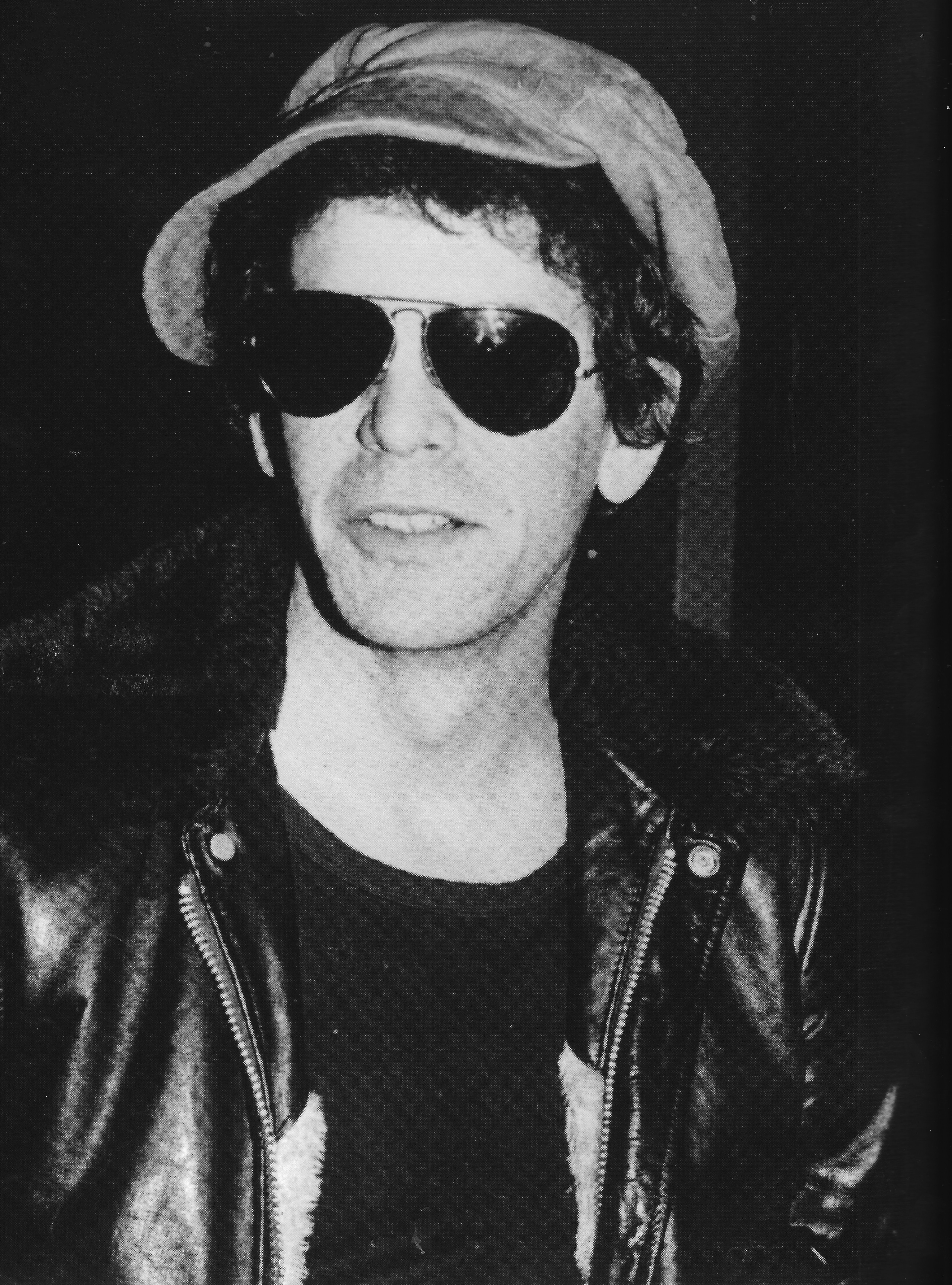 Lou Reed wearing a Schott bomber jacket, 1976.