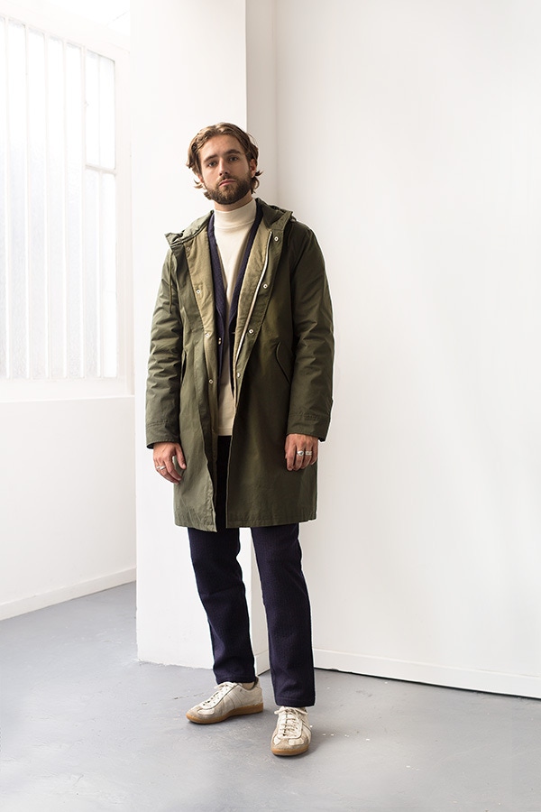 De Bonne Facture's parka coat in a water-repellent organic cotton Ventile makes for stylish yet practical wet weather dressing.