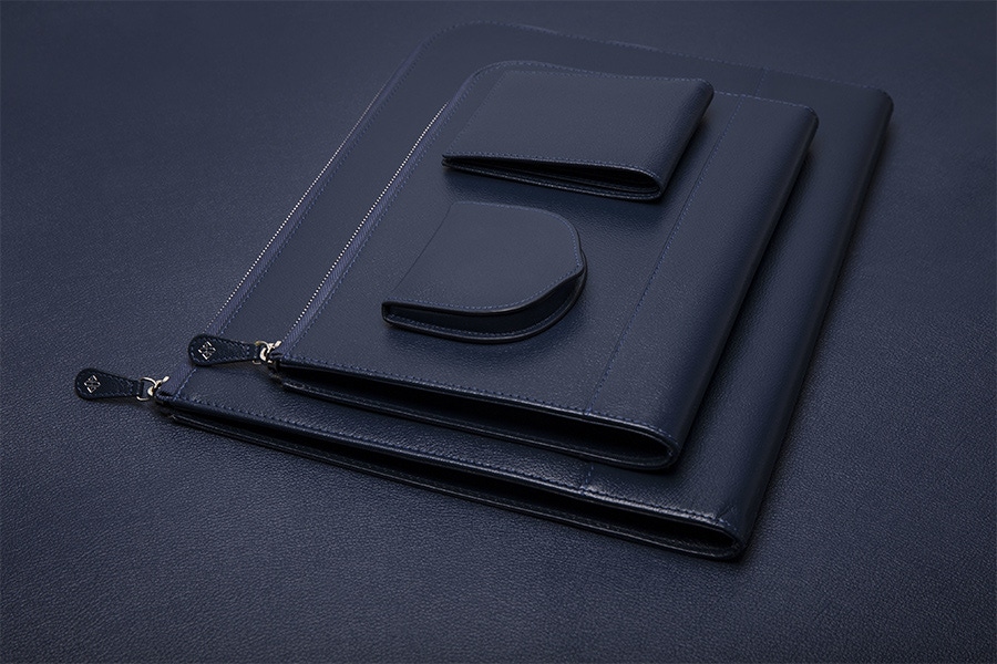 The sophisticated navy hue of Ettinger's Capra collection.