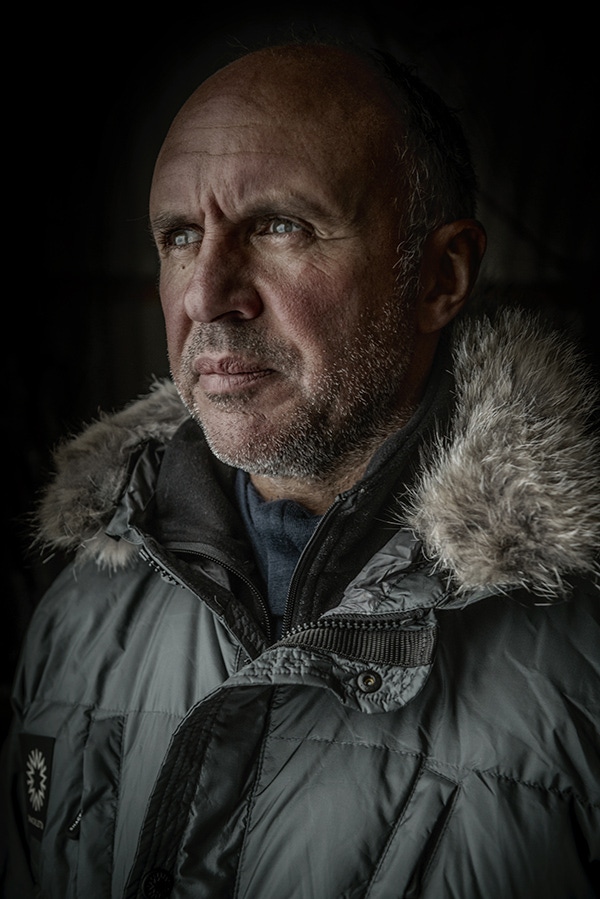 Louis Rudd MBE, wearing Shackleton's Endurance parka jacket.