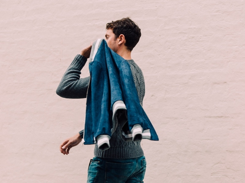 The varsity jacket is brought to life thanks to the electric blue-tanned nubuck. Photo by Jamie Ferguson.