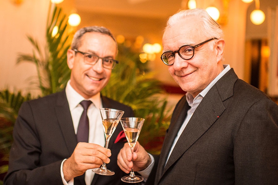 François drinking Grey Goose with Michelin star chef Alain Ducasse.