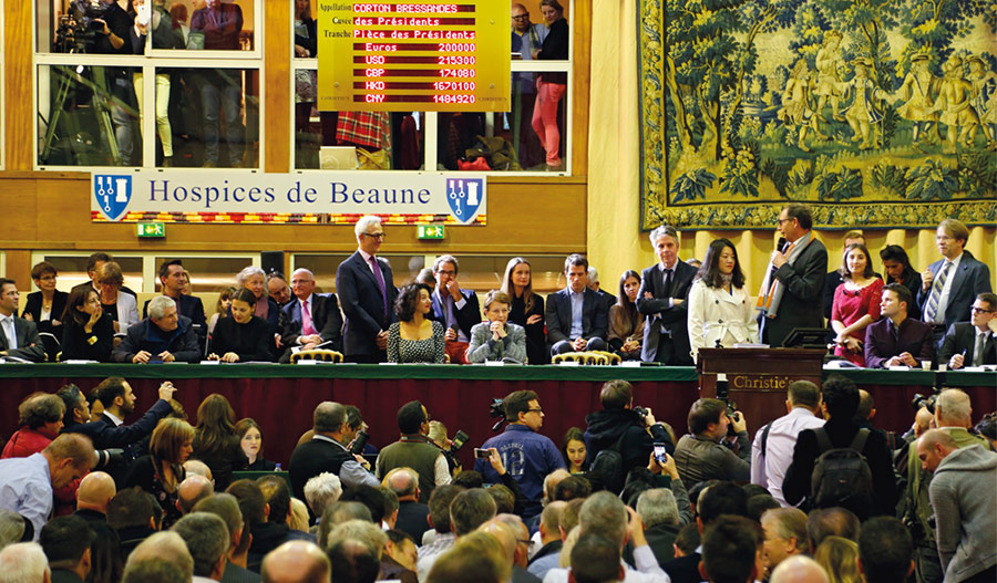 A scene from last year's Hospices de Beaune auction held by Christie's.