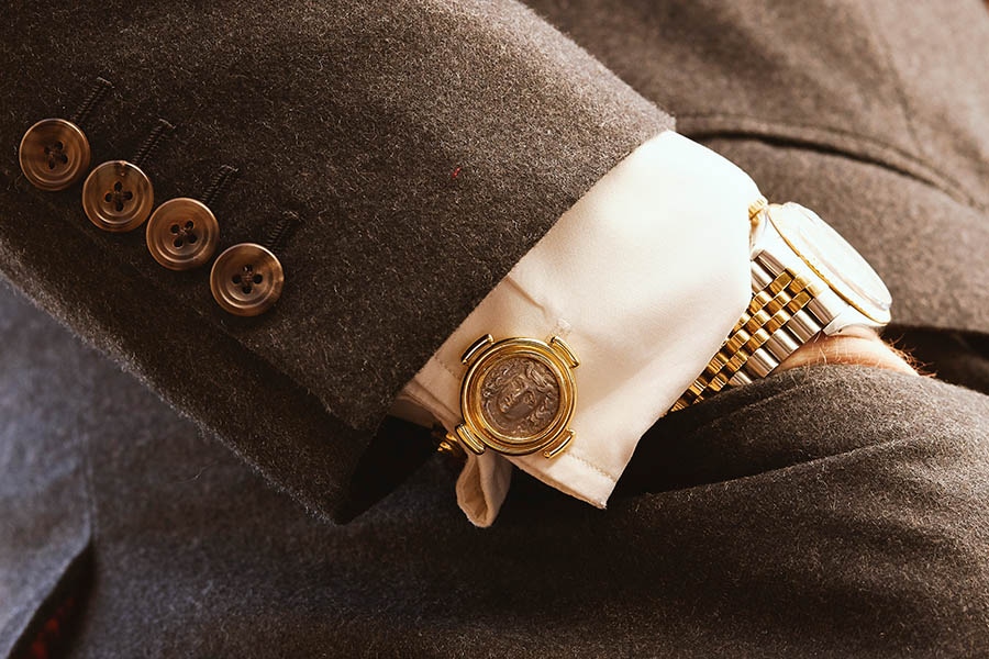 The combination of gold and silver makes for an excellent complement to business or dress watches.