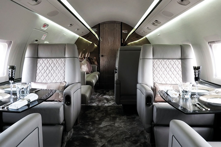 The Interior Challenger 604 jet.