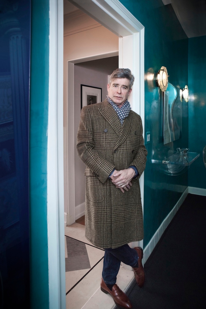 Bespoke coat, Miller's Oath; scarf, Cesare Attolini; shoes, Bontoni.