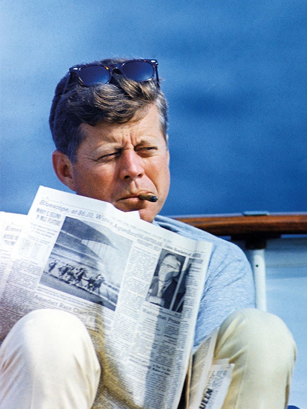 John F. Kennedy aboard the former presidential yacht the Honey Fitz in 1963.