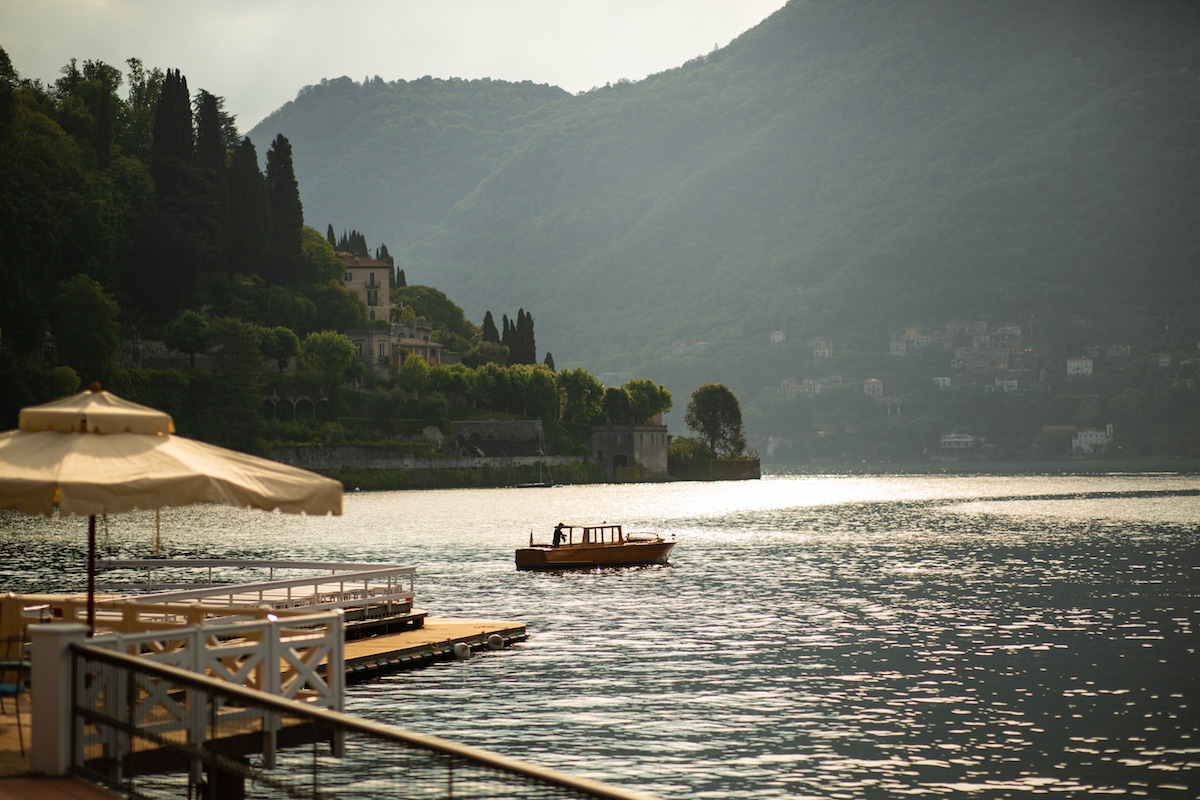 The still waters of Lake Geneva, taken from Ville d'Este.