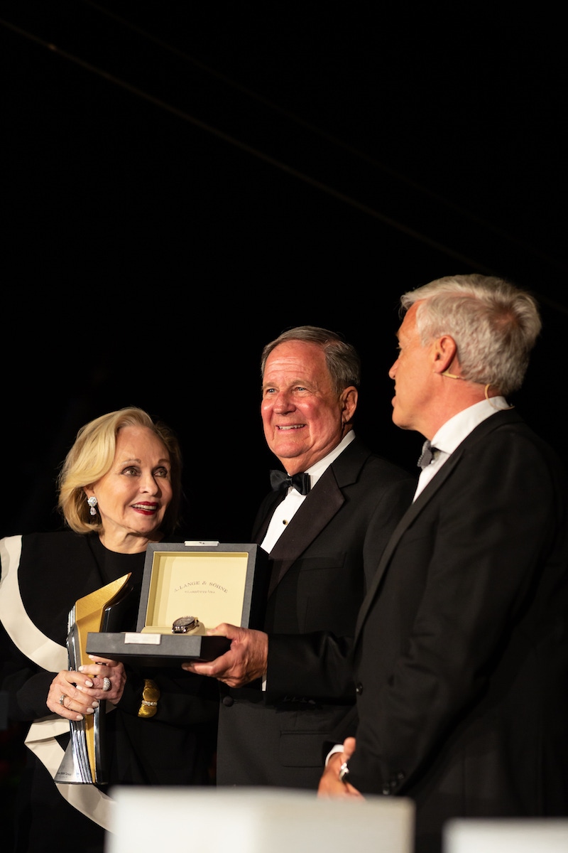 David Sydorick, with his wife Ginny, with his Lange 1 Timezone Concorso Edition.