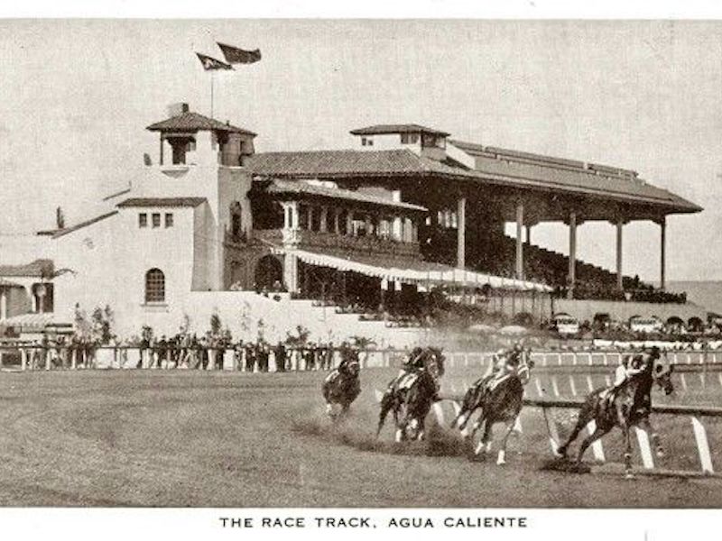 Horse race at Agua Caliente Racetrack, Tijuana, Mexico, late 1920s