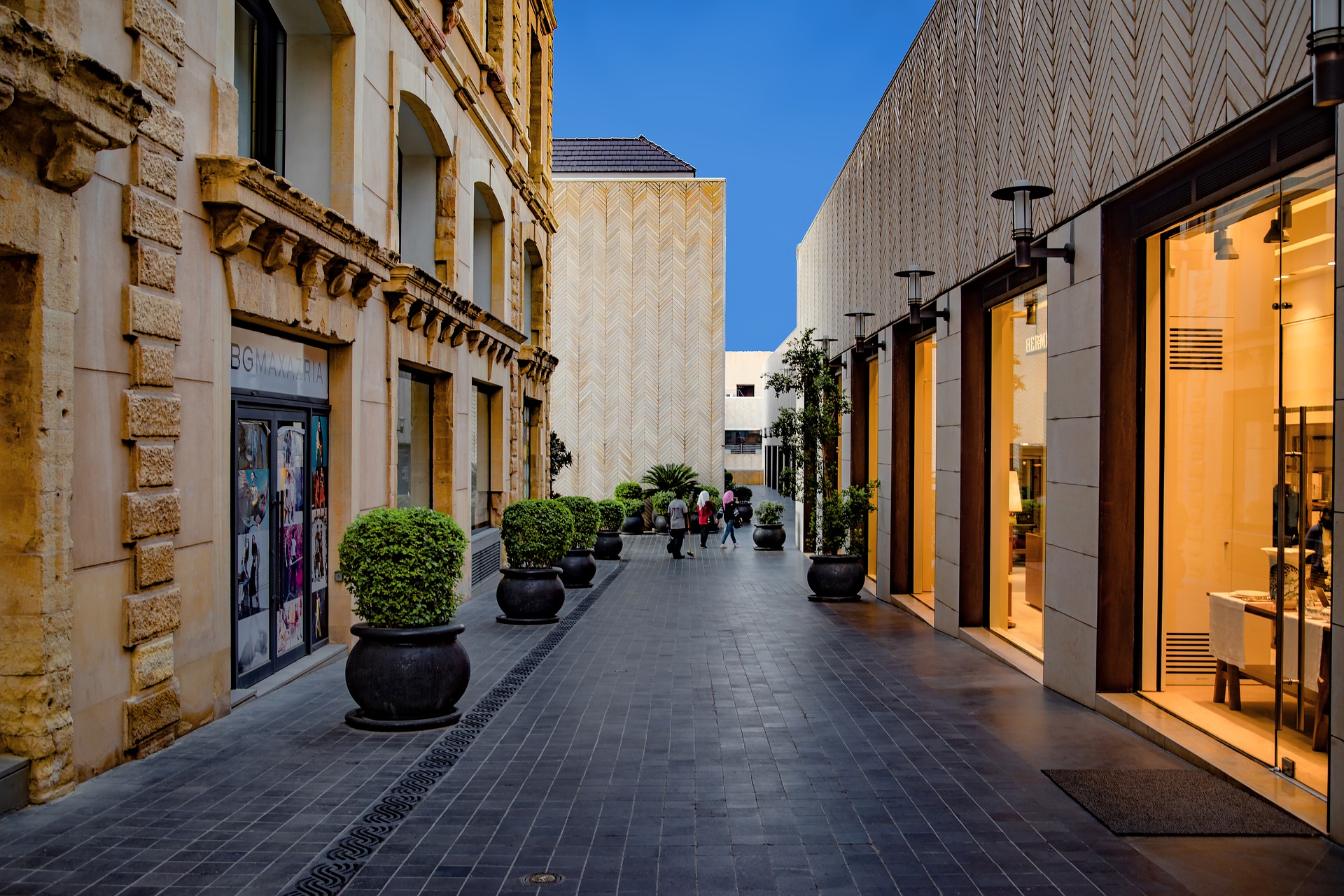 The old Beirut and the new Beirut living cheek by jowl.