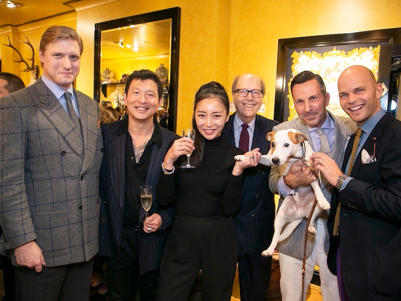 Tom Chamberlin, Wei Koh, Yuri Choi, Mariano Rubinacci, Alexander Kraft with Bertie the dog and Luca Rubinacci.