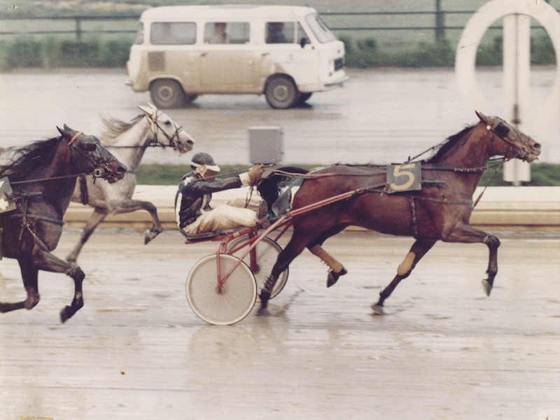 Adriano's father racing at the San Siro track in Milan in the early 1990s.