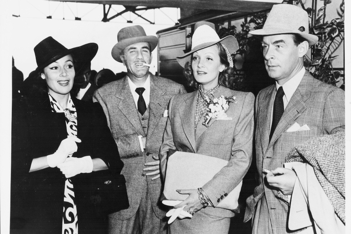 Dolores del Rio, Cedric Gibbons, Marlene Dietrich and Erich Maria Remarque, circa 1955. (Photo courtesy of Getty Images)