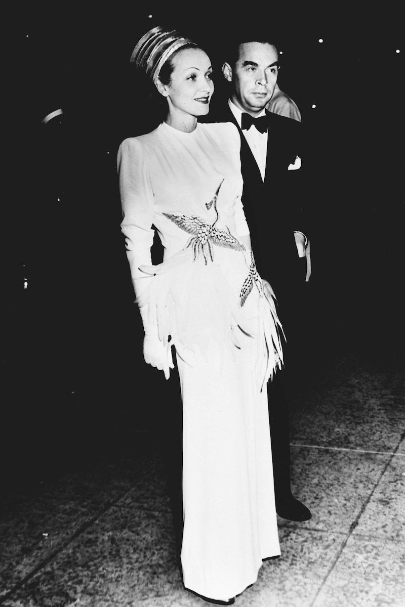 Dietrich with Erich Maria Remarque at a film premiere in 1939. Photo by Roger-Viollet/REX