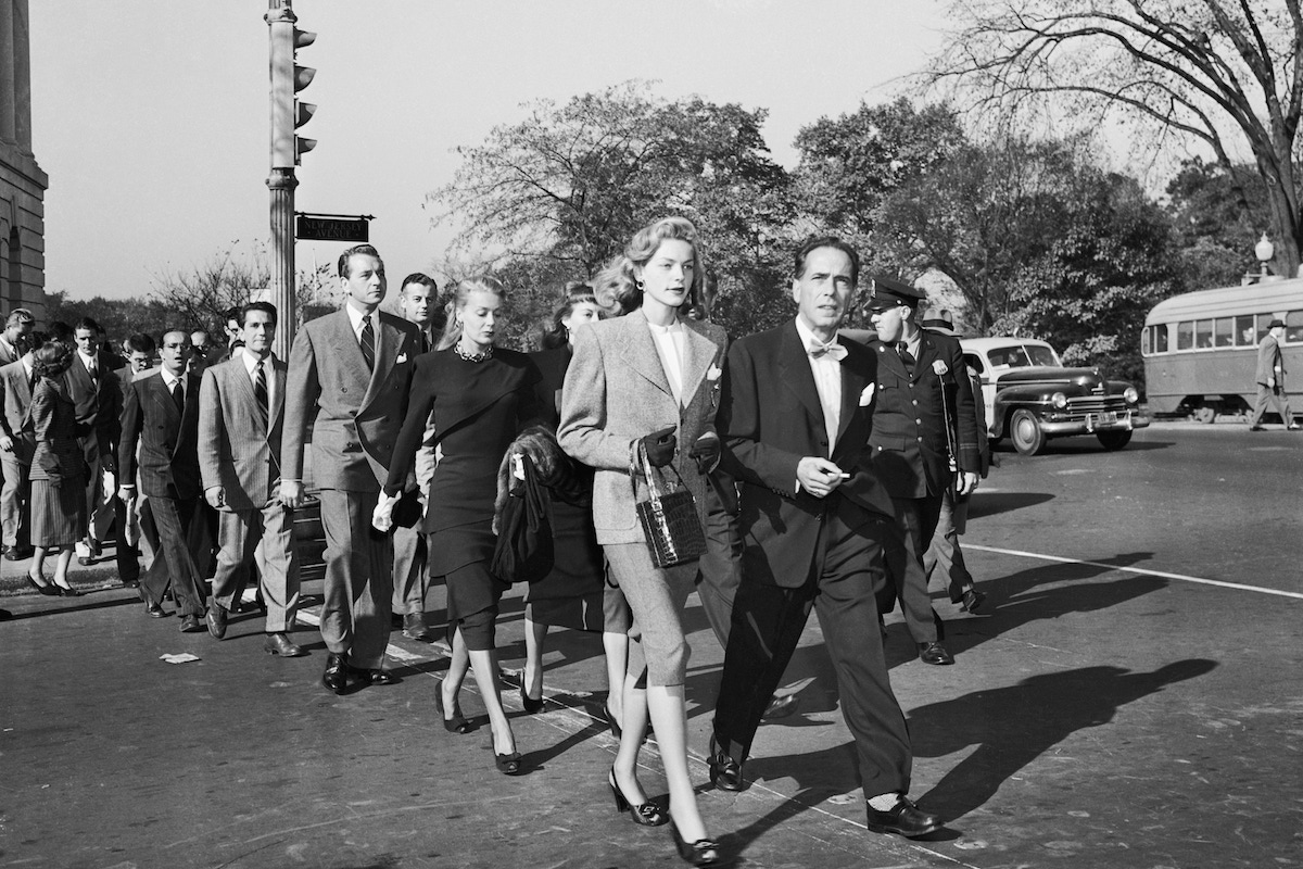 The Bogarts, who took a risk in making a stand against the Communist witch hunt, on the march in the U.S. capital. Image by © Bettmann/CORBIS