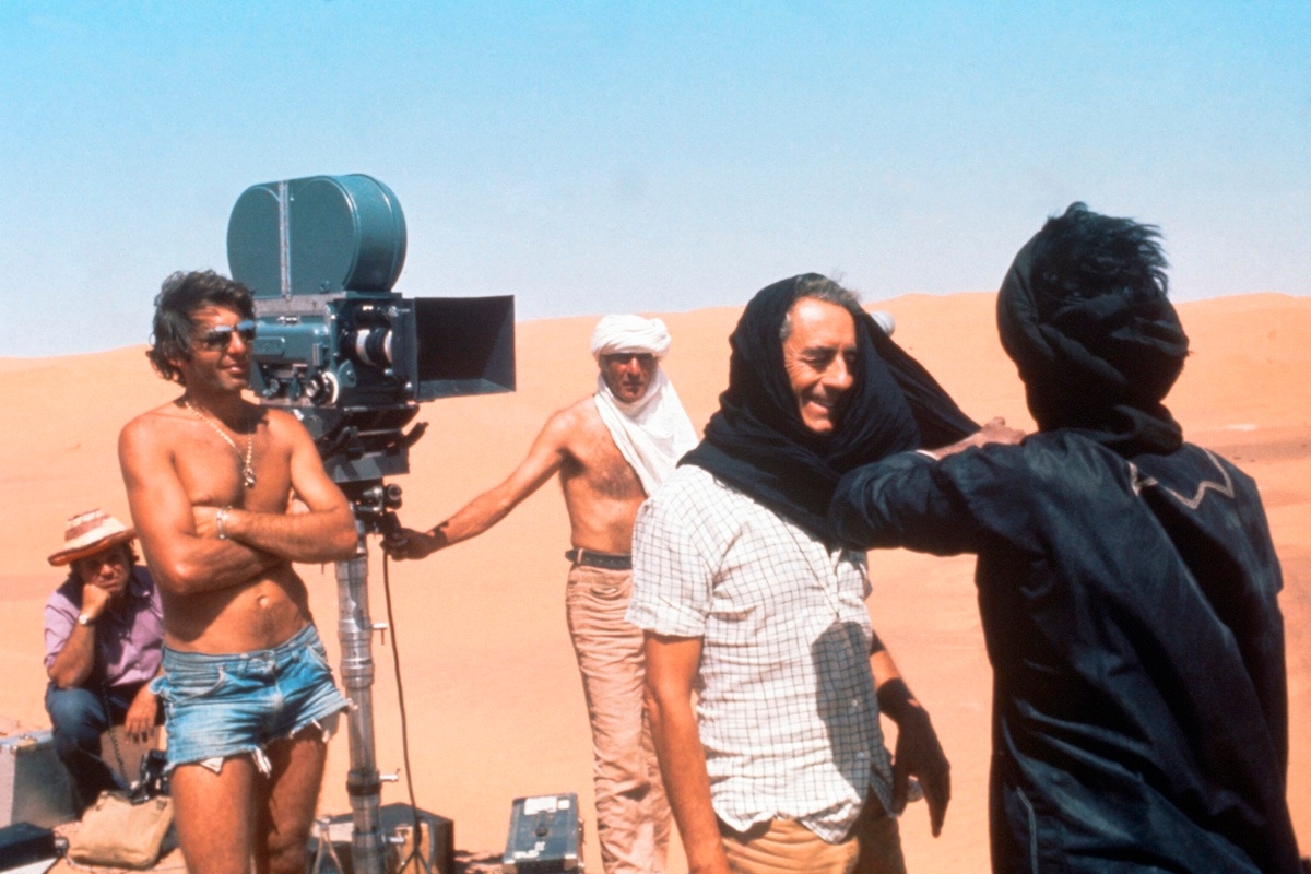 Michelangelo Antonioni, on the set of the film he directed entitled Profession:  Central Africa, 1975.