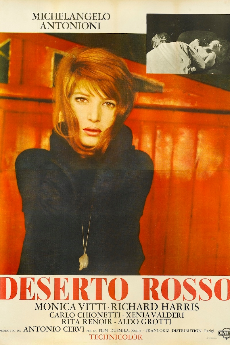 Actress Monica Vitti appears on a poster for the Italian movie 'Deserto Rosso' ('Red Desert'), written and directed by Michelangelo Antonioni, 1964. (Photo by Movie Poster Image Art/Getty Images)