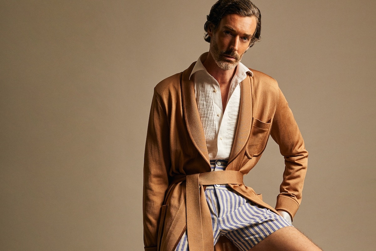 Richard Biudel In Yuri & Yuri Boxer Shorts and Dressing Gown.